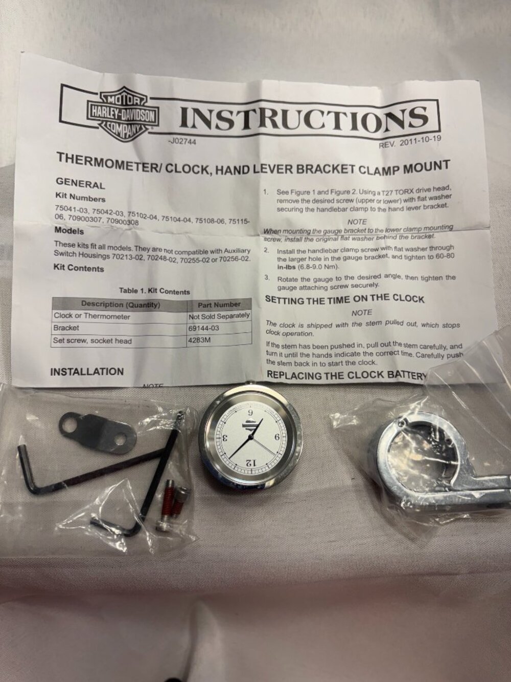 Harley-Davidson Handlebar Mounted Clock Silver Face | Genuine OEM
